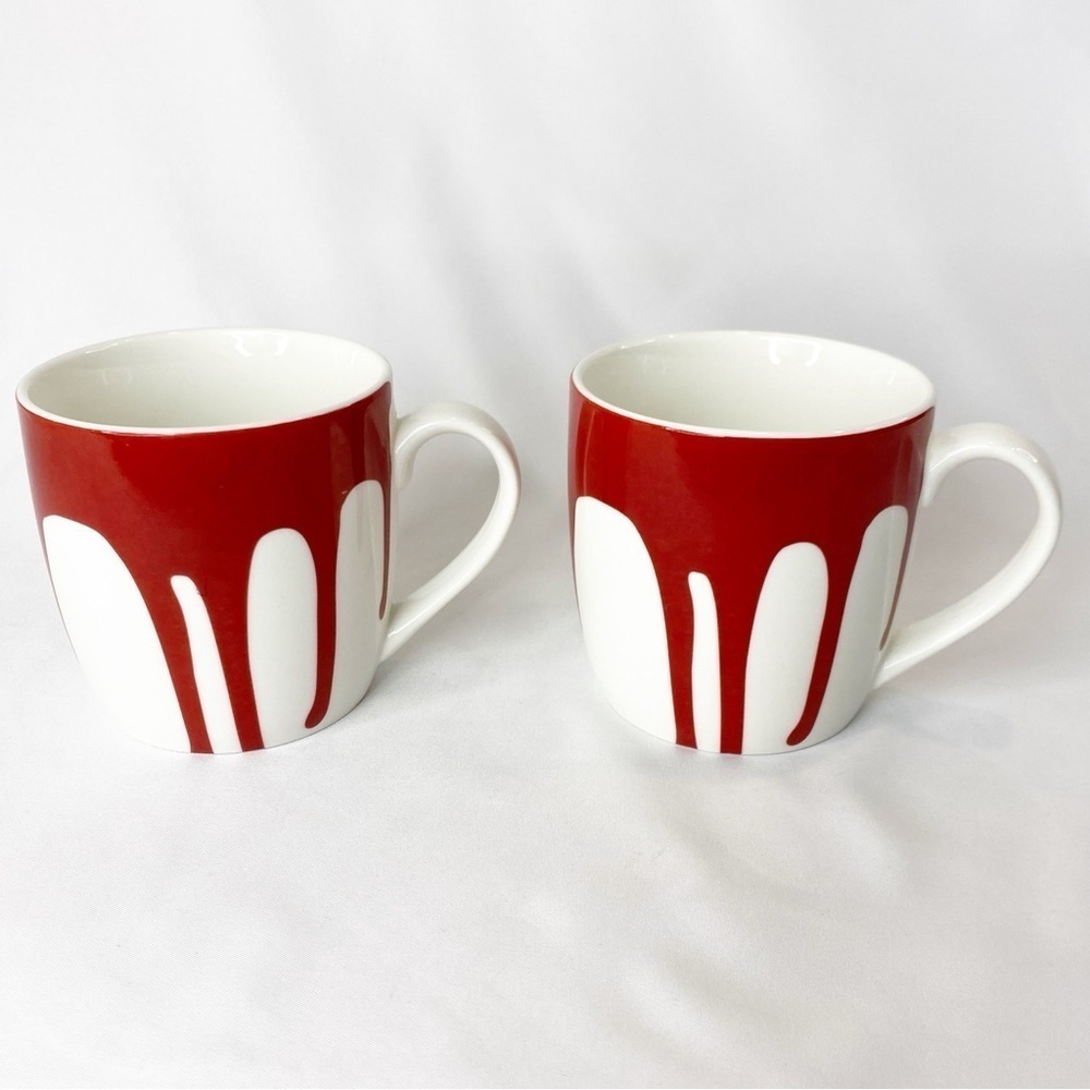 Set of 2 Museum of Modern Art MoMA The Paint Mugs Drip Series in Red Bone China